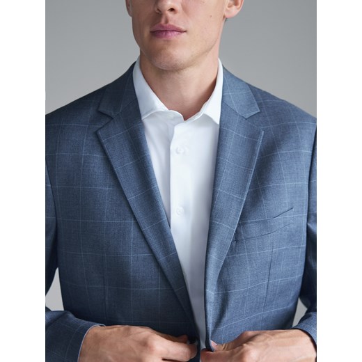 Reserved - Marynarka slim fit w kratę - niebieski ze sklepu Reserved w kategorii Marynarki męskie - zdjęcie 186796939