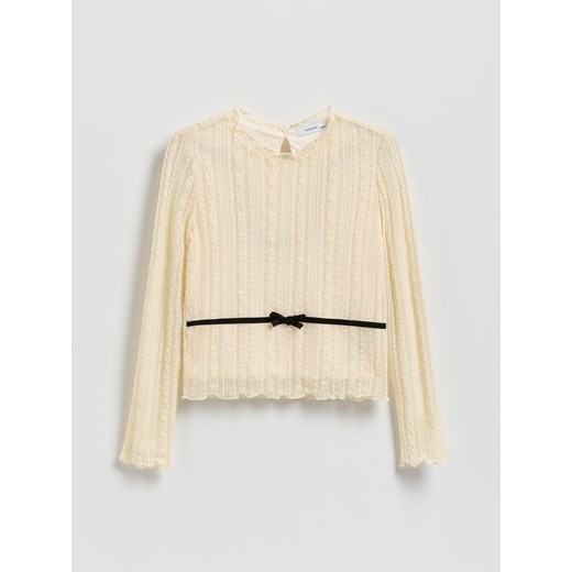 Reserved - Koronkowa bluzka - kremowy ze sklepu Reserved w kategorii Bluzki dziewczęce - zdjęcie 186797605