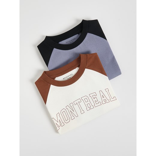 Reserved - Bawełniany longsleeve 2 pack - złamana biel ze sklepu Reserved w kategorii Bluzy chłopięce - zdjęcie 186797819