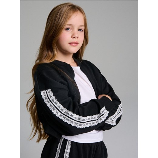 Sinsay - Rozpinana bluza z lampasami - czarny ze sklepu Sinsay w kategorii Bluzy dziewczęce - zdjęcie 186799175