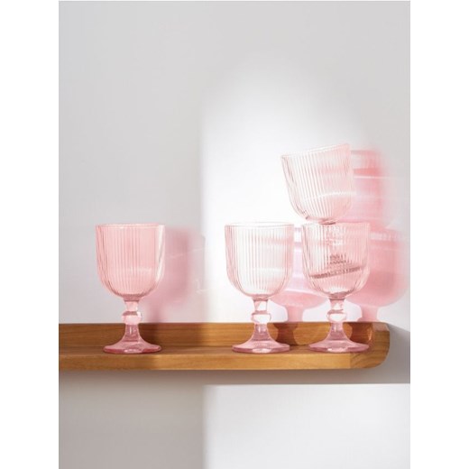 Sinsay - Ryflowane kieliszki na nóżce 4 pack - różowy ze sklepu Sinsay w kategorii Kieliszki - zdjęcie 186799197