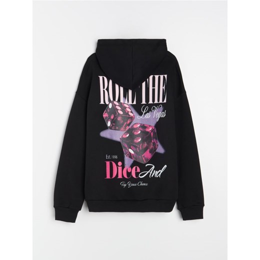 Sinsay - Bluza hoodie z nadrukiem na plecach - czarny ze sklepu Sinsay w kategorii Bluzy damskie - zdjęcie 186799205