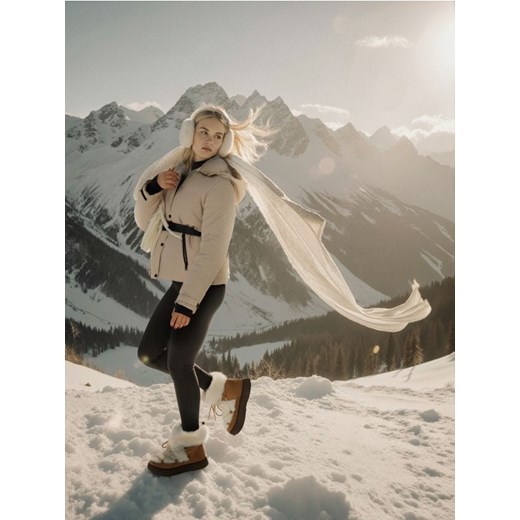 Sinsay - Kurtka puffer z kapturem - brązowy ze sklepu Sinsay w kategorii Kurtki damskie - zdjęcie 186799225