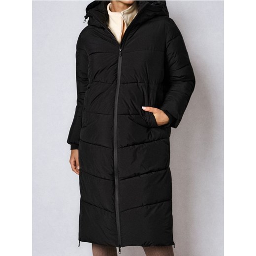 Sinsay - Pikowany płaszcz z kapturem - czarny ze sklepu Sinsay w kategorii Płaszcze damskie - zdjęcie 186799237