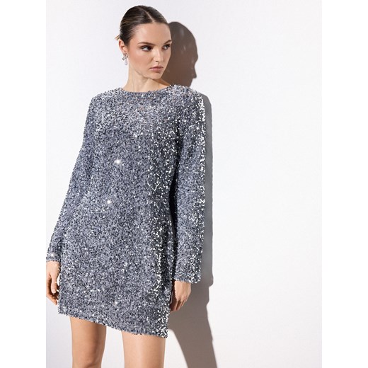 Mohito - Cekinowa sukienka mini - srebrny Mohito 36 Mohito