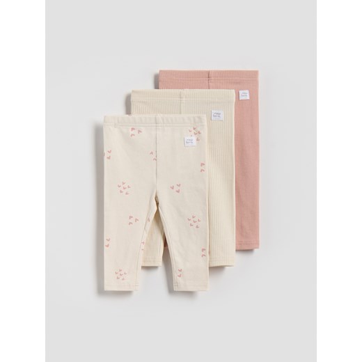 Reserved - Bawełniane legginsy 3 pack - złamana biel ze sklepu Reserved w kategorii Spodnie i półśpiochy - zdjęcie 186801036