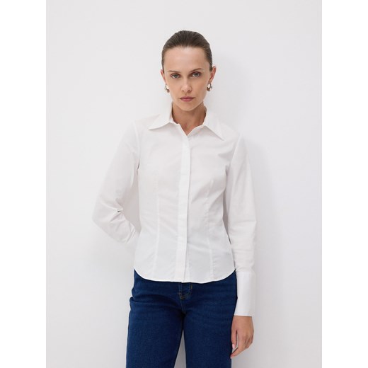 Reserved - Koszula z bawełną - biały ze sklepu Reserved w kategorii Bluzki damskie - zdjęcie 186801038