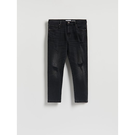 Reserved - Jeansy carrot slim z przetarciami - czarny ze sklepu Reserved w kategorii Jeansy męskie - zdjęcie 186801056