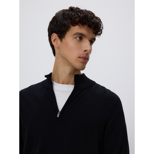 Reserved - Sweter z zapinanym golfem - czarny ze sklepu Reserved w kategorii Swetry męskie - zdjęcie 186803076