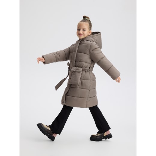 Reserved - Pikowany płaszcz z saszetką - beżowy ze sklepu Reserved w kategorii Płaszcze dziewczęce - zdjęcie 186803188