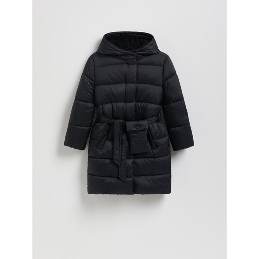 Reserved - Pikowany płaszcz z saszetką - czarny ze sklepu Reserved w kategorii Płaszcze dziewczęce - zdjęcie 186803198
