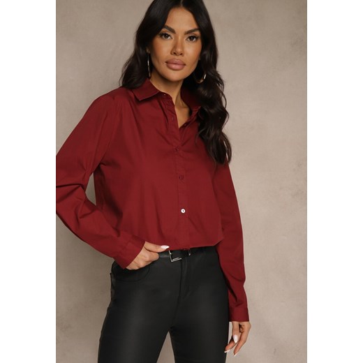 Bordowa Koszula z Bawełny o Klasycznym Fasonie Lilianesa ze sklepu renee.pl w kategorii Koszule damskie - zdjęcie 186803608