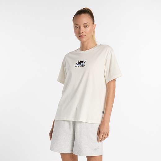 Koszulka damska New Balance WT51541SST – beżowa ze sklepu New Balance Poland w kategorii Bluzki damskie - zdjęcie 186804269