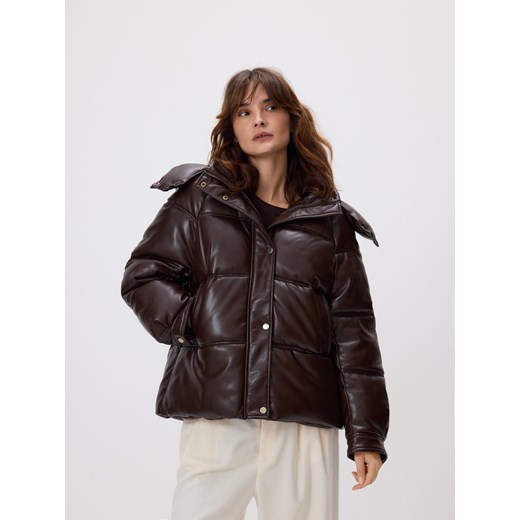 Reserved - Pikowana kurtka z kapturem - ciemnobrązowy ze sklepu Reserved w kategorii Kurtki damskie - zdjęcie 186804485