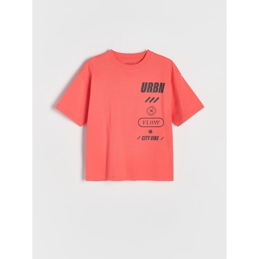 Reserved - Bawełniany t-shirt z nadrukiem - czerwony Reserved 122 (6-7 lat) promocyjna cena Reserved