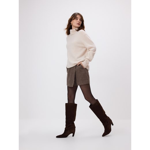 Reserved - Wełniany sweter z kaszmirem - beżowy ze sklepu Reserved w kategorii Swetry damskie - zdjęcie 186804518