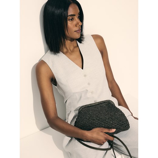 Reserved - Torebka kopertówka z plecionki - ciemnozielony ze sklepu Reserved w kategorii Torebki damskie - zdjęcie 186804586