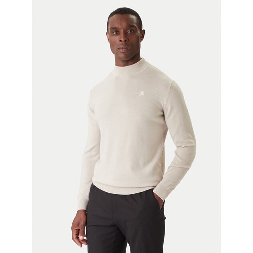 KARL LAGERFELD Golf 655002 554399 Beżowy Slim Fit ze sklepu MODIVO w kategorii Swetry męskie - zdjęcie 186806337
