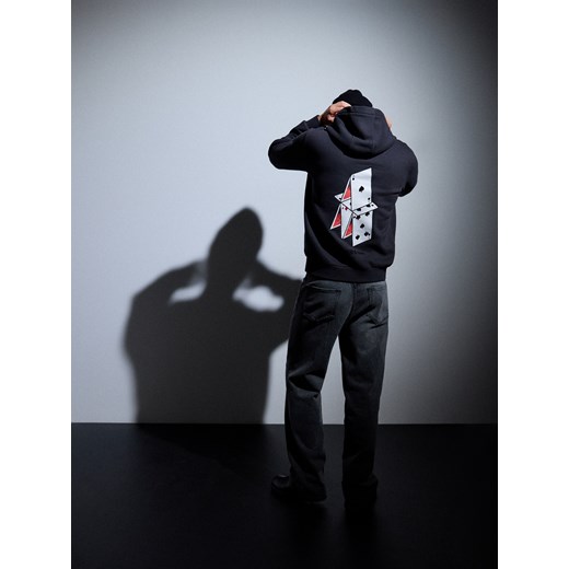 Reserved - Bluza z nadrukiem na plecach - szary ze sklepu Reserved w kategorii Bluzy męskie - zdjęcie 186807425