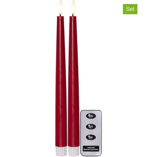 STAR Trading Świece LED (2 szt.) &quot;Flamme Slim&quot; w kolorze czerwonym - wys. 28,5 cm ze sklepu Limango Polska w kategorii Świece i dyfuzory - zdjęcie 186809109