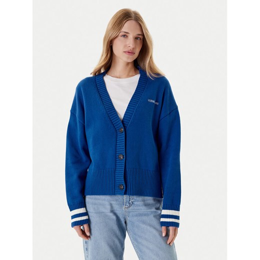 Guess Jeans Kardigan W4BR81 Z3HM1 Niebieski Regular Fit ze sklepu MODIVO w kategorii Swetry damskie - zdjęcie 186811095