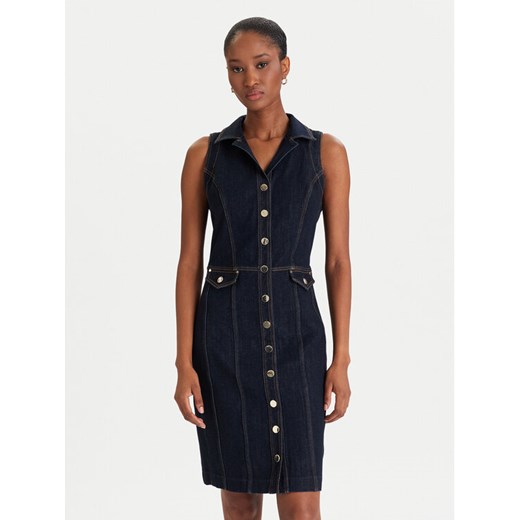 Guess Sukienka jeansowa W5YK24 D5PW1 Granatowy Regular Fit ze sklepu MODIVO w kategorii Sukienki - zdjęcie 186811106