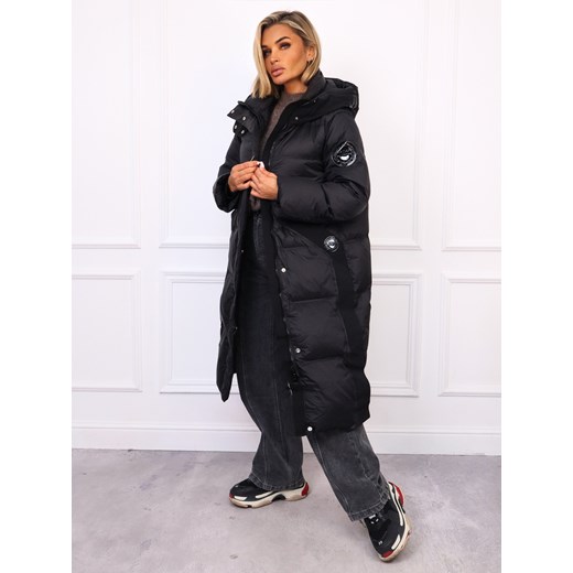 DŁUGA KURTKA PŁASZCZ Z LAMPASAMI WYPEŁNIONA KACZYM PUCHEM- CZARNA - id: 20506 - marki Olika - 186811637 DŁUGA KURTKA PŁASZCZ Z LAMPASAMI WYPEŁNIONA KACZYM PUCHEM- CZARNA ze sklepu olika.com.pl w kategorii Płaszcze damskie - zdjęcie 186811637