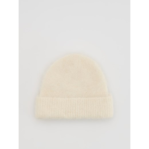Reserved - Czapka z wełną alpaki - biały Reserved ONE SIZE Reserved