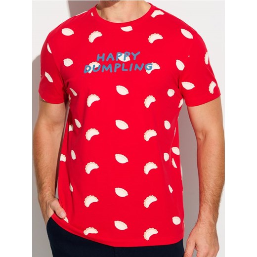 Sinsay - Bawełniana koszulka z napisem - czerwony ze sklepu Sinsay w kategorii T-shirty męskie - zdjęcie 186812517