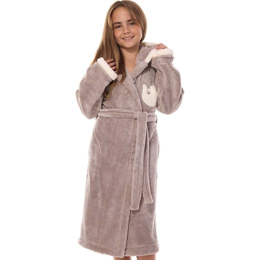 Szlafrok dziewczęcy z kapturem opal 2433, Kolor opal, Rozmiar 158-164, L&amp;L 158-164 Primodo