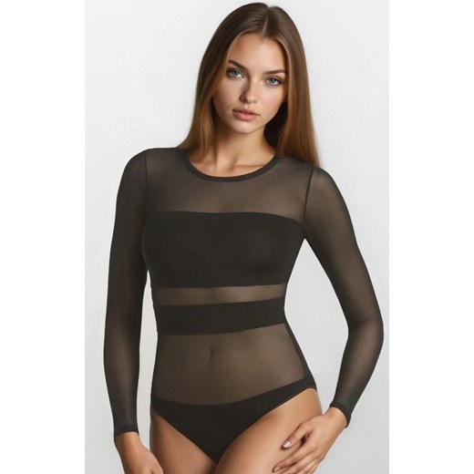 Czarne body damskie Stripy 2405, Kolor czarny, Rozmiar L, Teyli ze sklepu Intymna w kategorii Bluzki damskie - zdjęcie 186813715