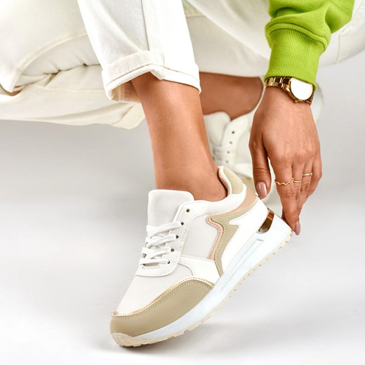 Beżowo białe sportowe buty damskie 2762 ze sklepu suzana.pl w kategorii Buty sportowe damskie - zdjęcie 186815016