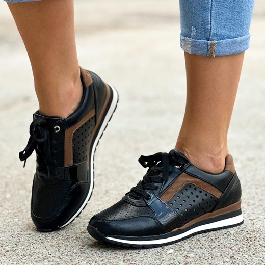 Czarne sneakersy damskie, półbuty M.Daszyński 2169-4 ze sklepu suzana.pl w kategorii Buty sportowe damskie - zdjęcie 186815037