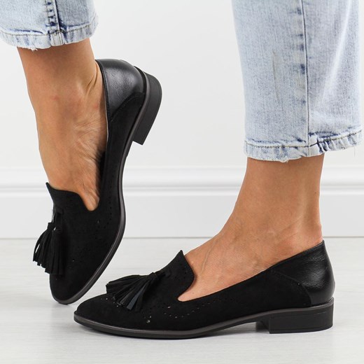 Czarne półbuty damskie M.Daszyński 2062-5 ze sklepu suzana.pl w kategorii Półbuty damskie - zdjęcie 186815078