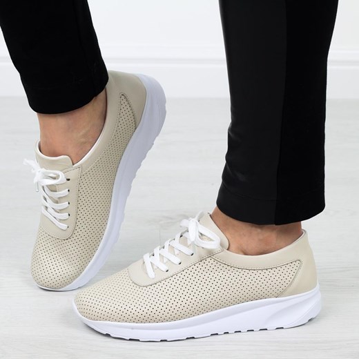 Szare skórzane ażurowe półbuty damskie T.Sokolski 205 ze sklepu suzana.pl w kategorii Półbuty damskie - zdjęcie 186815228