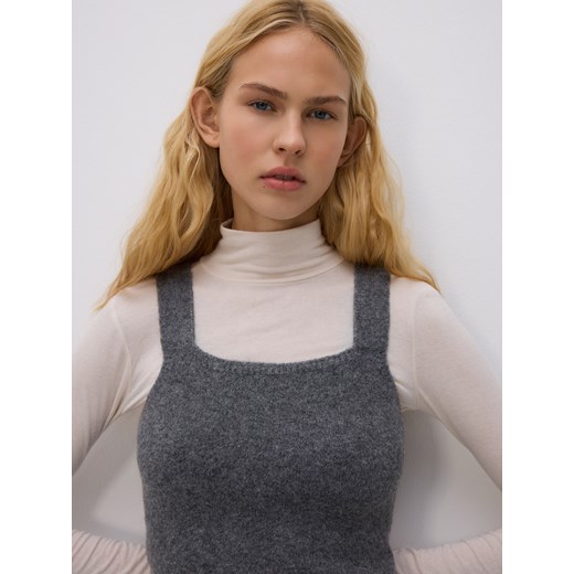 Reserved - Top z domieszką wełny - ciemnoszary ze sklepu Reserved w kategorii Bluzki damskie - zdjęcie 186816387