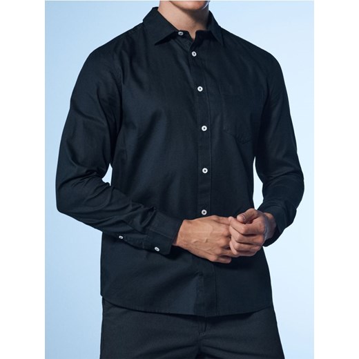 Sinsay - Bawełniana koszula - granatowy ze sklepu Sinsay w kategorii Koszule męskie - zdjęcie 186817809