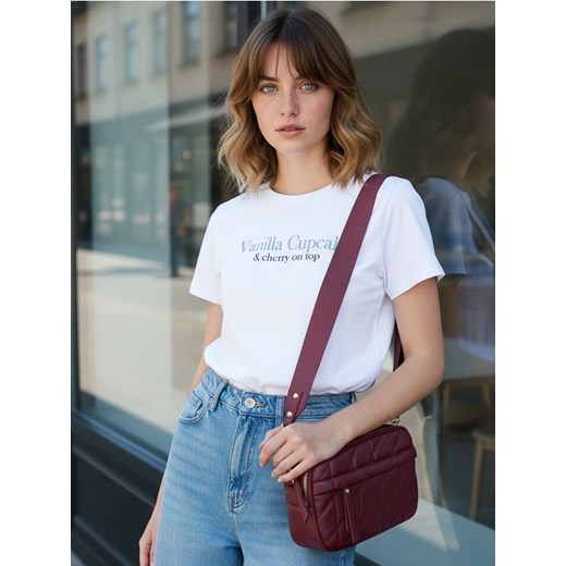 Sinsay - Bawełniana koszulka z napisem - biały ze sklepu Sinsay w kategorii Bluzki damskie - zdjęcie 186817865