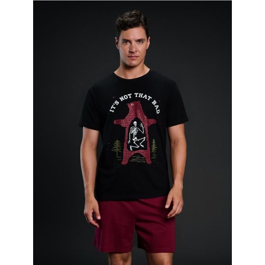 Sinsay - Bawełniana piżama z nadrukiem i kieszeniami - wielobarwny ze sklepu Sinsay w kategorii Piżamy męskie - zdjęcie 186817929