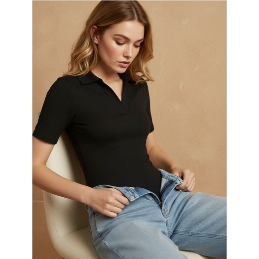 Sinsay - Body z kołnierzykiem - czarny ze sklepu Sinsay w kategorii Bluzki damskie - zdjęcie 186817947