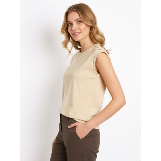 Sinsay - Bluzka z ozdobnymi dżetami - kremowy ze sklepu Sinsay w kategorii Bluzki damskie - zdjęcie 186817948