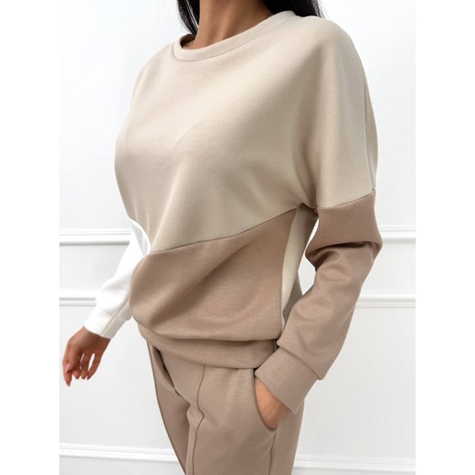 Beżowo-Kremowy Dresowy Komplet Modnakiecka.pl 36 ModnaKiecka.pl