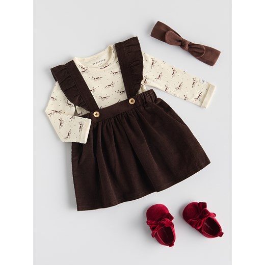 Reserved - Bawełniany komplet z opaską - brązowy ze sklepu Reserved w kategorii Komplety niemowlęce - zdjęcie 186818875