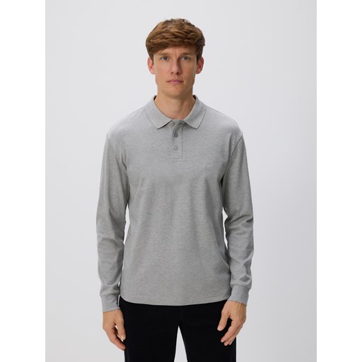 Reserved - Polo z długim rękawem - jasnoszary ze sklepu Reserved w kategorii T-shirty męskie - zdjęcie 186818919