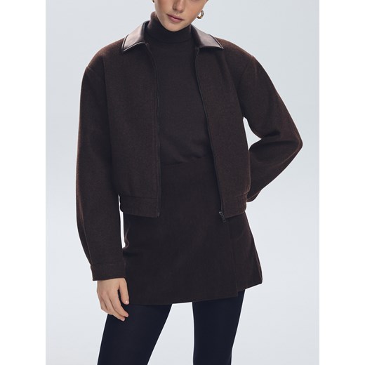 Reserved - Marynarka na zamek - ciemnobrązowy Reserved L Reserved