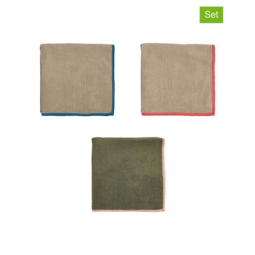 OYOY living design Ściereczki (3 szt.) w kolorze oliwkowo-beżowym - 30 x 30 cm ze sklepu Limango Polska w kategorii Akcesoria kuchenne - zdjęcie 186820636
