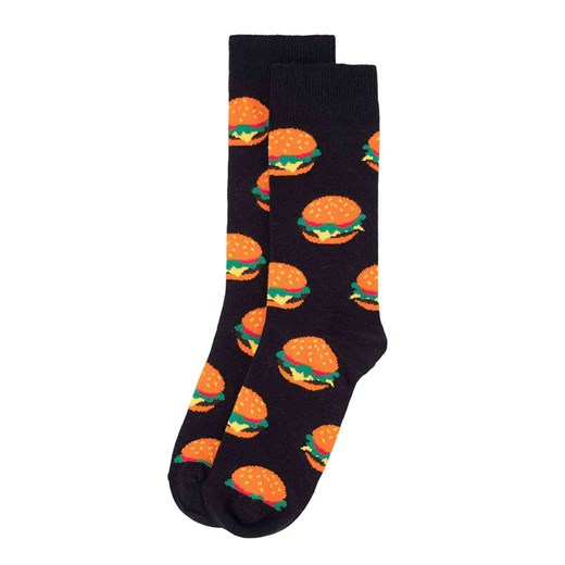 Happy Socks Skarpety &quot;Hamburgers&quot; w kolorze czarno-pomarańczowym ze sklepu Limango Polska w kategorii Skarpetki męskie - zdjęcie 186820797