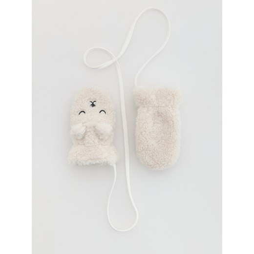 Reserved - Jednopalczaste rękawiczki na sznurku - złamana biel ze sklepu Reserved w kategorii Rękawiczki dziecięce - zdjęcie 186821376