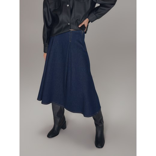 Reserved - Jeansowa spódnica midi - granatowy ze sklepu Reserved w kategorii Spódnice - zdjęcie 186821467