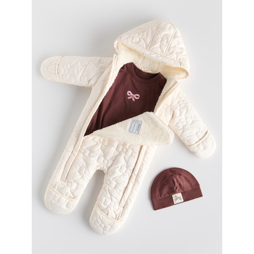 Reserved - Bawełniane body z czapką - brązowy ze sklepu Reserved w kategorii Body niemowlęce - zdjęcie 186821548